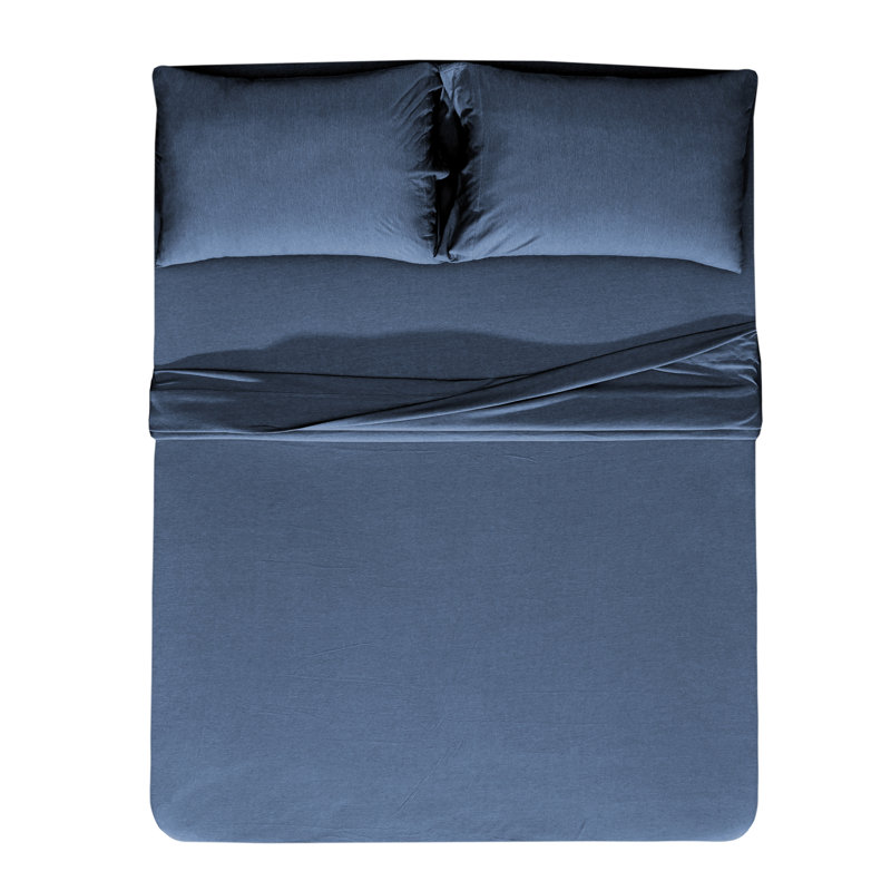 Ensemble de draps en jersey grand respirant en jersey 4 pièces | Toutes saisons, vert foncé, Grand, Vert foncé