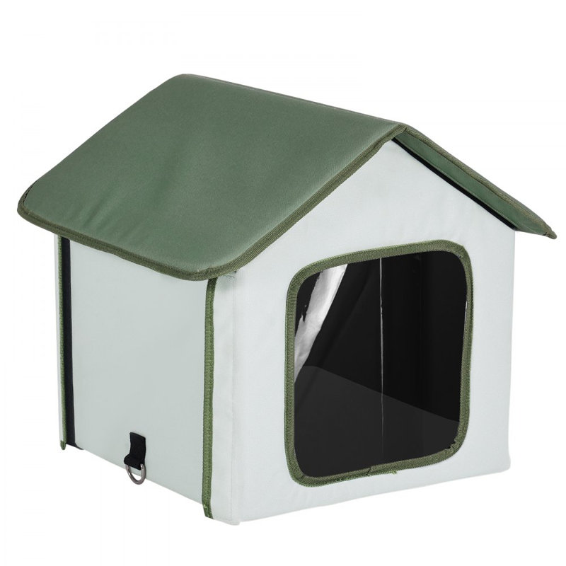 Abri pour chat surélevé d'extérieur pour chat avec coussin chauffant vert (s)