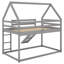  Lit simple superposé avec glissade et échelle, conception amusante et structure en bois durable, gris-1954564089