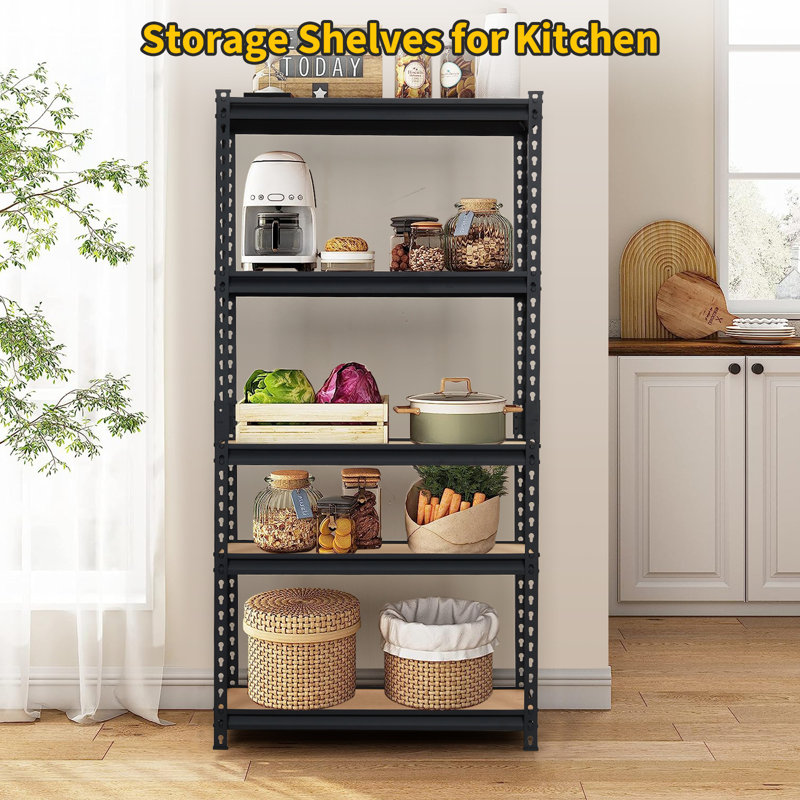 Heavy Duty 5-Tier Metal Storage Rack – Adjustable Utility Shelving Unit, 2000 lbs Capacity, Industrial Organizer for Garage, Kitchen, Pantry, Easy Assembly