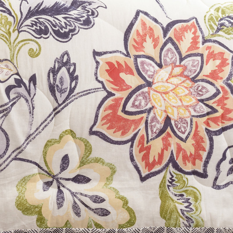 Lush Decor Aster Floral Reversible Comforter Set, Full/Queen Comforter + 5 Additional Pieces