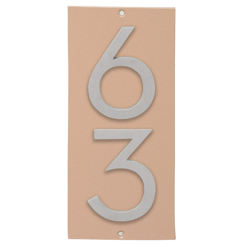 Floating 1-Line Wall Address Plaque, Taupe, Satin Nickel Two Tone, Yes