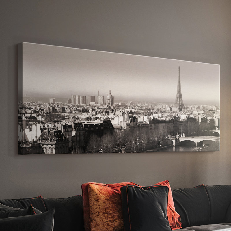 Triptyque Paris - Toile tendue avec châssis - Prêt à accrocher, H 12 po x l 30 po
