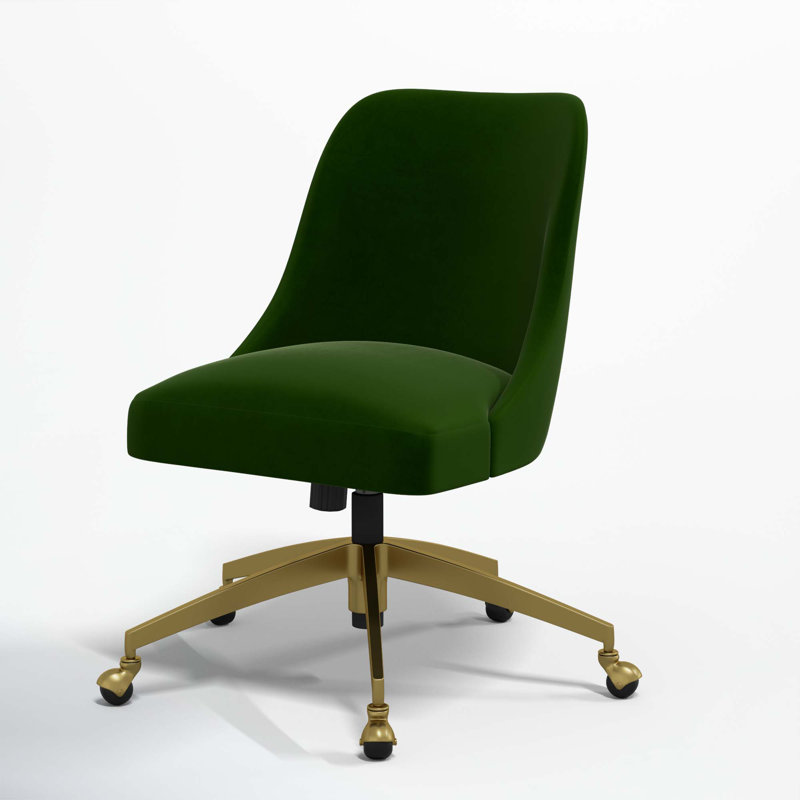 Chaise de bureau Tamieka, Velours luxueux émeraude
