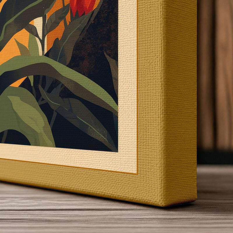La Botanique Art Deco - Wrapped Canvas, Ochre Border, 30x20 - 76.2 x 50.8 cm