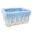 White Wicker Storage Basket with Blue Gingham Lining - 24x18x12cm