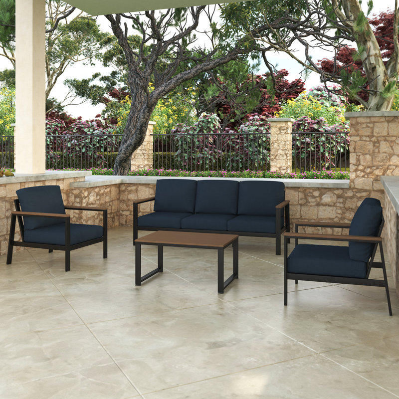 Ensemble de conversation avec canapé 4 pièces Townsend avec coussins Sunbrella®, Toile bleu marine Sunbrella®