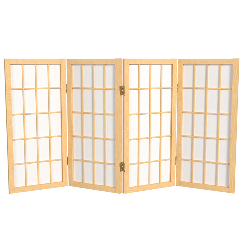 Paravent court Alex H 26,5 po, Naturel, 4 panneaux