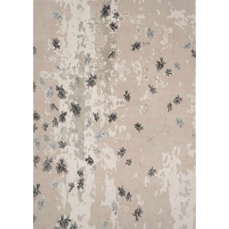 Contemporary Hand Knotted Abstract Area Rug, Rectangle 3' x 5'