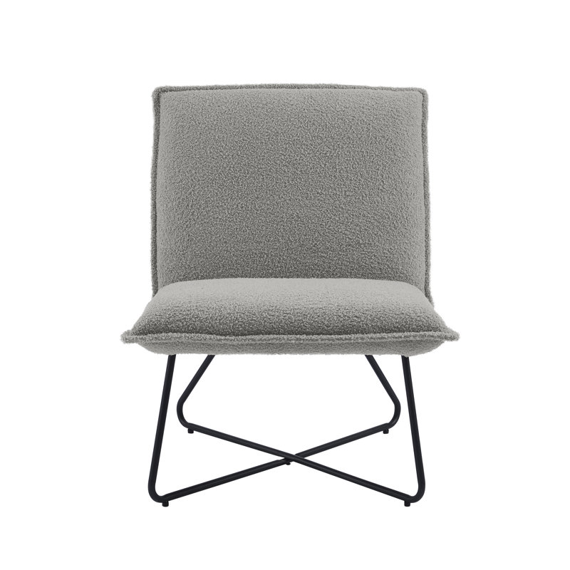Chaise d'appoint rembourrée en sherpa Vicolo avec pieds en métal, Gris