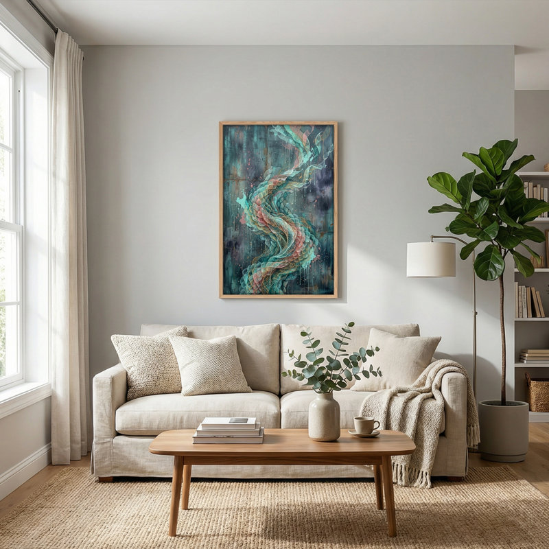 Abstrait dragon, art mural sur toile, ensemble de 1, Naturel, H 48 po x l 36 po