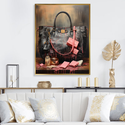 Rose et noir sac à main de mode élégance