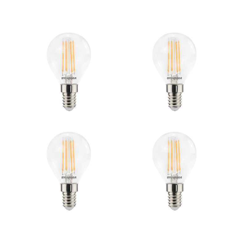 Sylvania ToLEDo RT Ball LED Filament Light Bulb E14 470 Lumens Warm White 2700K - Pack of 4