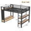 Grand lit mezzanine en métal avec garde-robe-676032477
