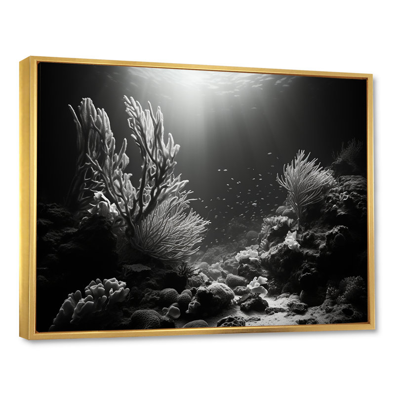 «Under Water» en noir et blanc «Mystic Solitude», reproduction sur toile, H 16 po x l 32 po x P 1 po, Cadre flottant doré