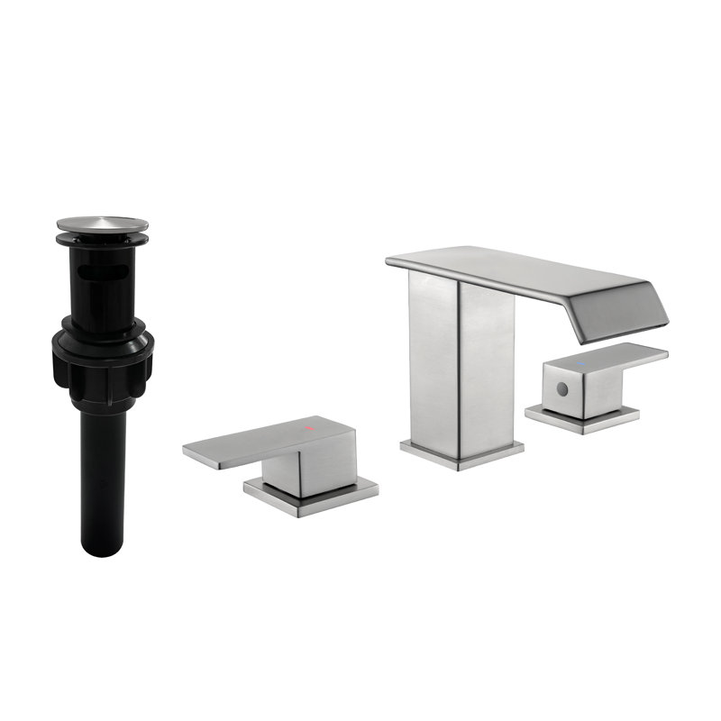 2-handle Bathroom Faucet with Drain Assembly, Brushed Nickel