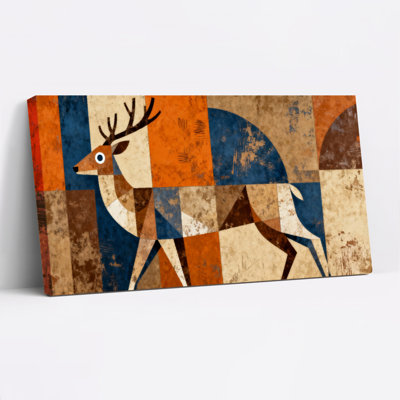 «Geometric Deer», ensemble de 1 reproduction d'art sur toile tendue