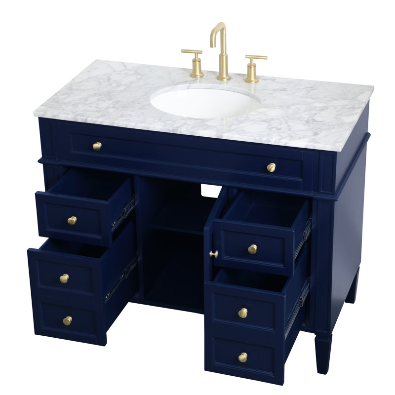 Ensemble de meuble-lavabo simple 42 po Rivers, Bleu