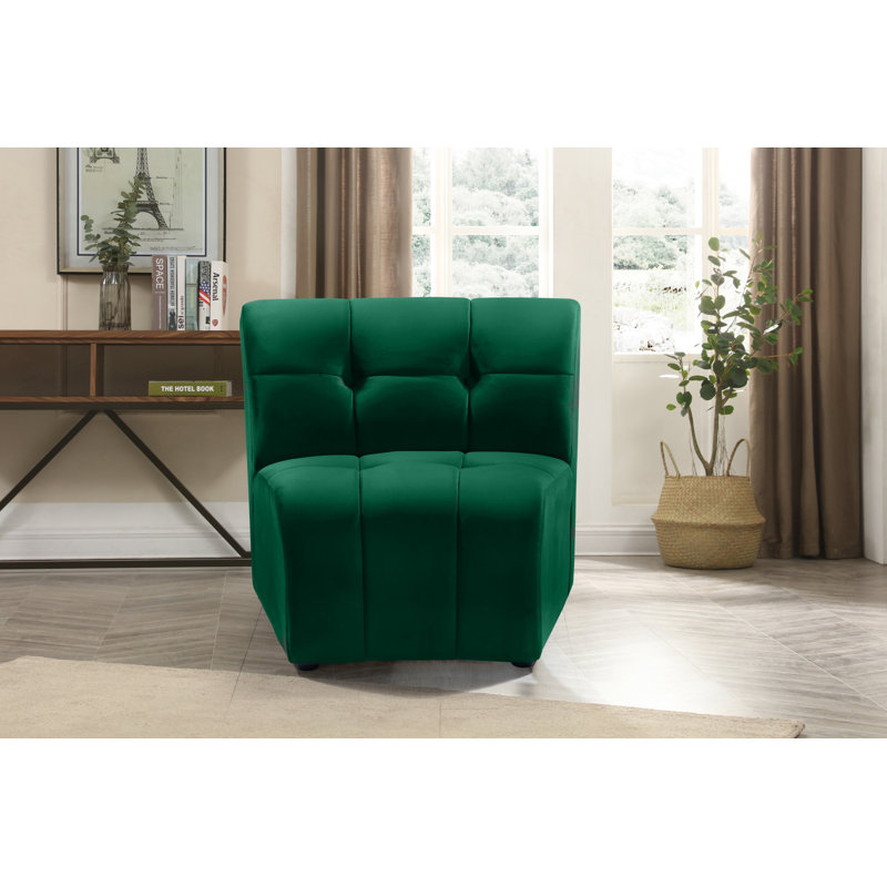 Chaise d'appoint en velours touffeté de 83,82 cm de largeur Jedson, Velours vert