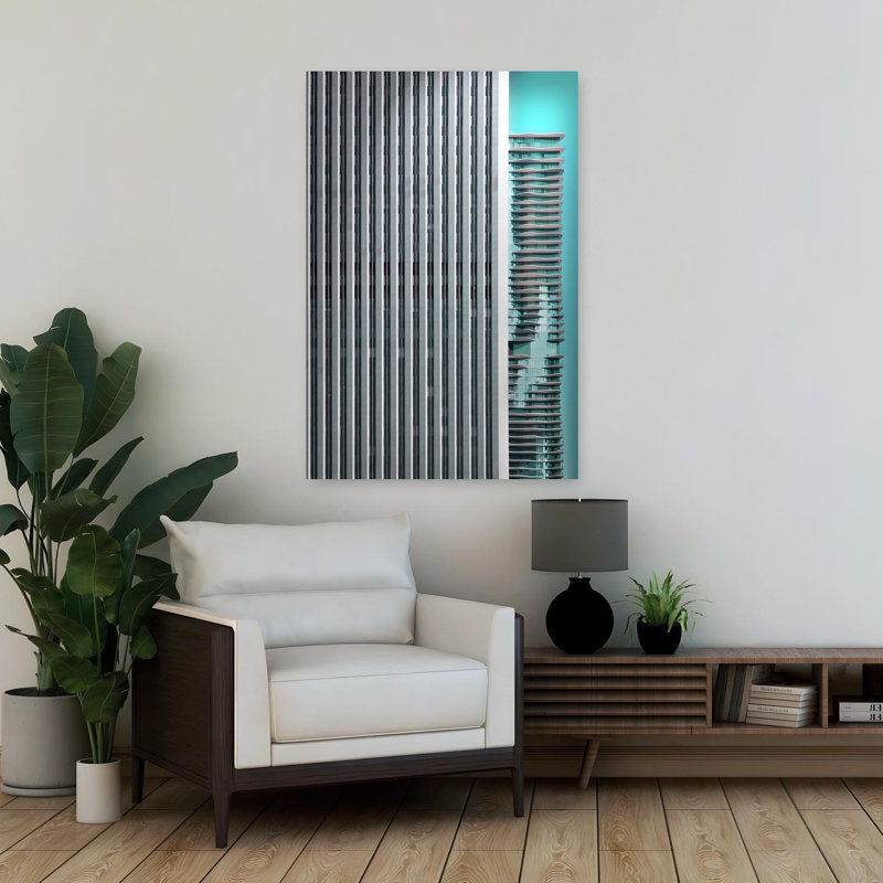 «Chicago Abstract II Abstract Geometric Modern Architecture City», art mural, H 36 po x l 24 po