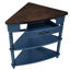 Petite table de coin triangulaire 33,8 po à 3 niveaux avec pieds en bois massif, plateau bleu marine, convient aux chambres et aux salons, surface imperméable, vis non visibles, chambres idéales, rapide
