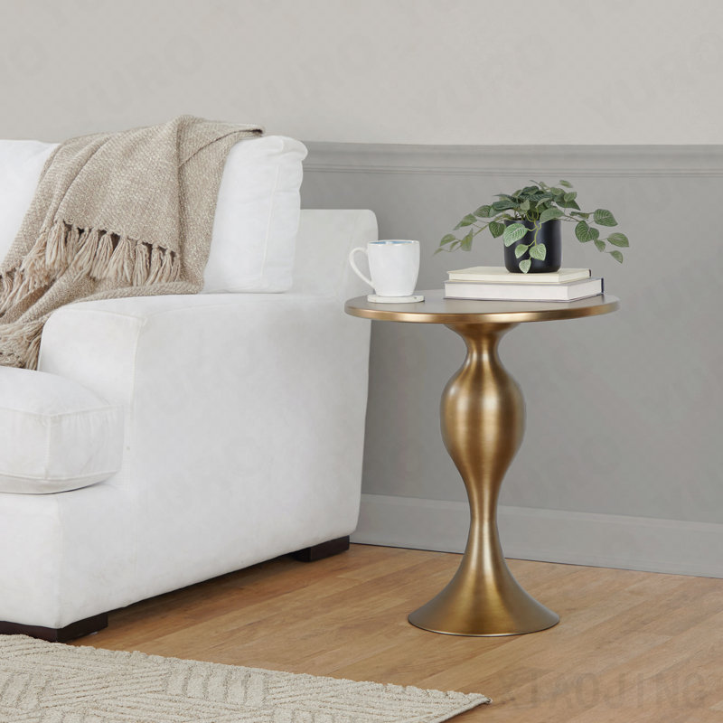 Table d'appoint contemporaine 24 po en bronze doré mat