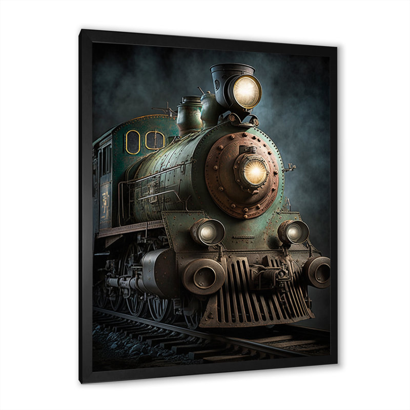 Train, art mural, reproduction de transport sur rail - Rythme du train III, Cadre photo noir, H 32 po x l 16 po