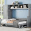 Lit escamotable gris pleine grandeur, conception d'espace, garde-robe intégrée, matelas de 8 à 10 po