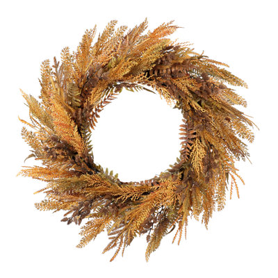 FALL WHEAT AND FERN WREATH
