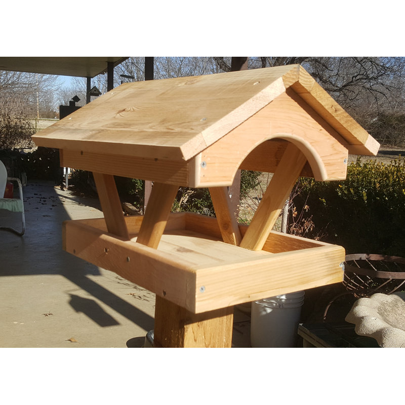 Catrin Wood Pole Tray Bird Feeder