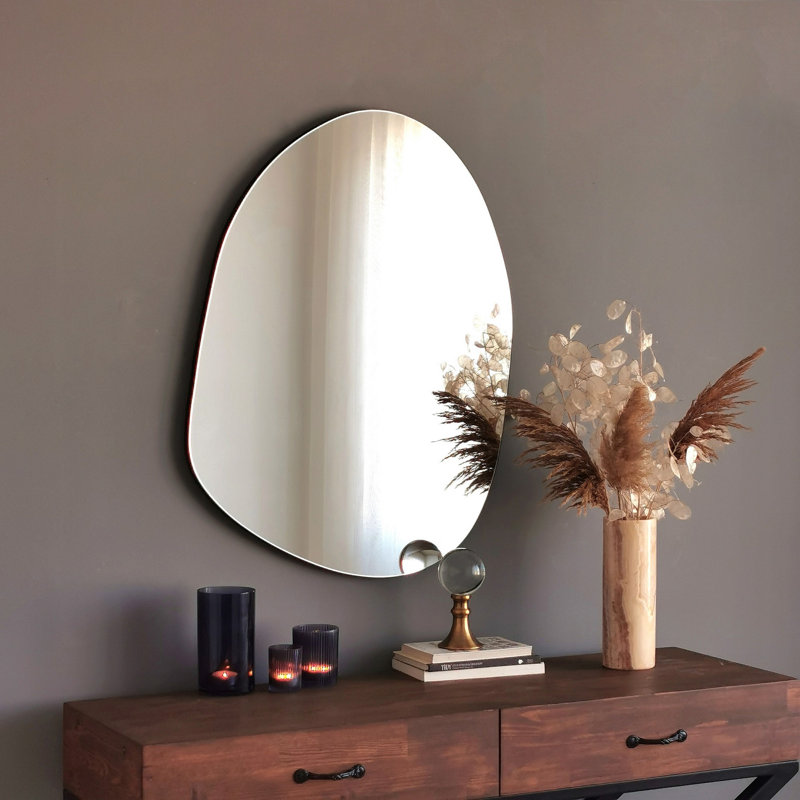 Dorothea Novelty Wood Framed Wall Mounted Accent Mirror in Black, 72.50cm H x 6cm W, Black