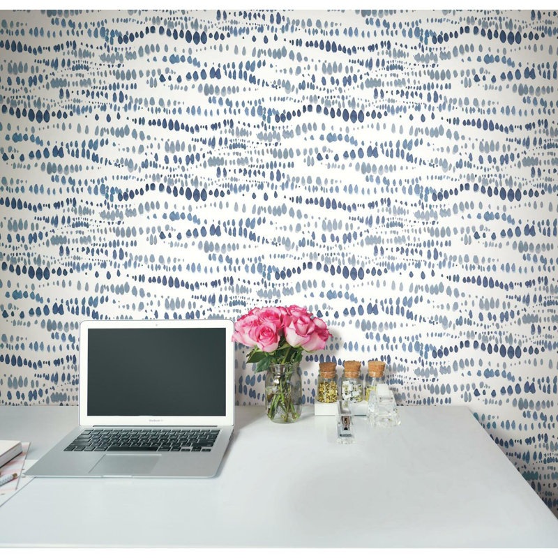 Papier peint adhésif en pointillé Lisa Audit, Bleu marine/blanc