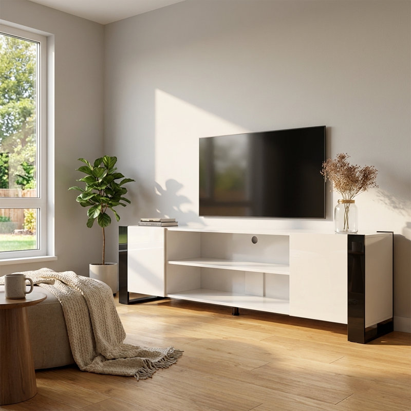 Meuble télé Rickeisha, Blanc / noir