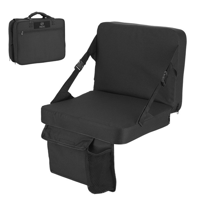 Bleacher Cushion, Stadium Seat with Back Support, Padded, Foldable, Lightweight with Handle for Outdoor Events (1 Pack)