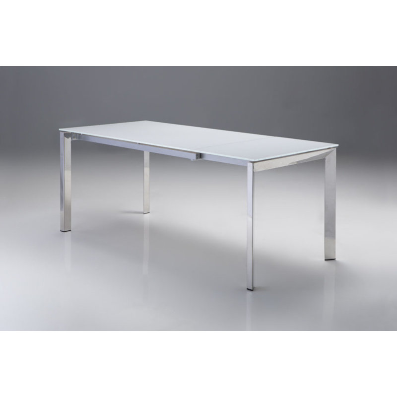 Ghost Glass Top Metal Base Dining Table