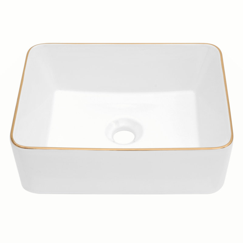 Lavabo de salle de bain vasque rectangulaire en céramique 16X12 pouces, Or