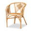 Chaise de salle à manger moderne en rotin de style bohémien avec accoudoirs inclinés