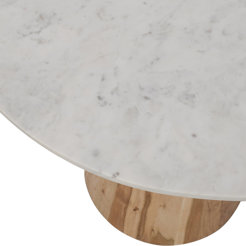 Three Piece Mid-century Modern Pedestal Marble Dining Set, Forest
