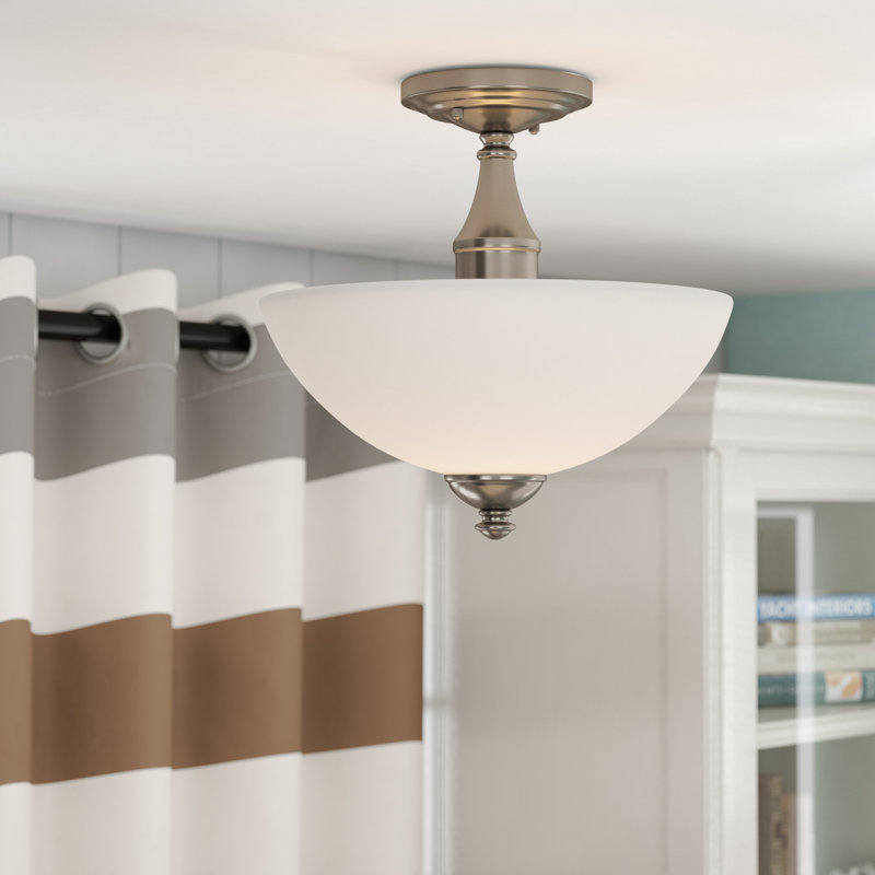 Minidoka Glass Semi Flush Mount, Brushed Nickel, A19