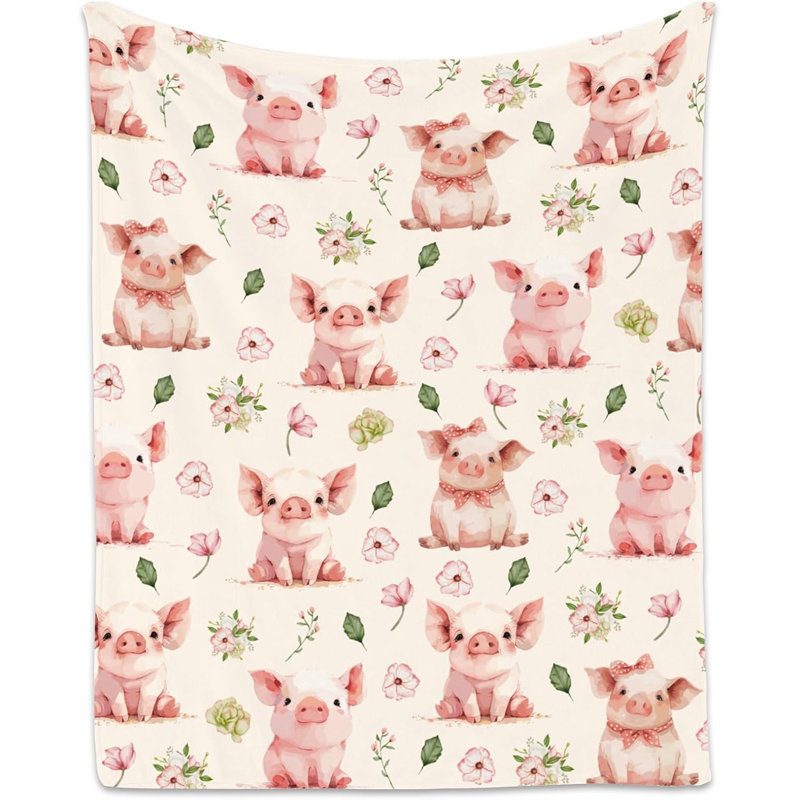 Couverture de cochon, jolis cadeaux mignons pour les adolescents Grils, jeté en flanelle douillette pour canapé, 60 po x 50 po