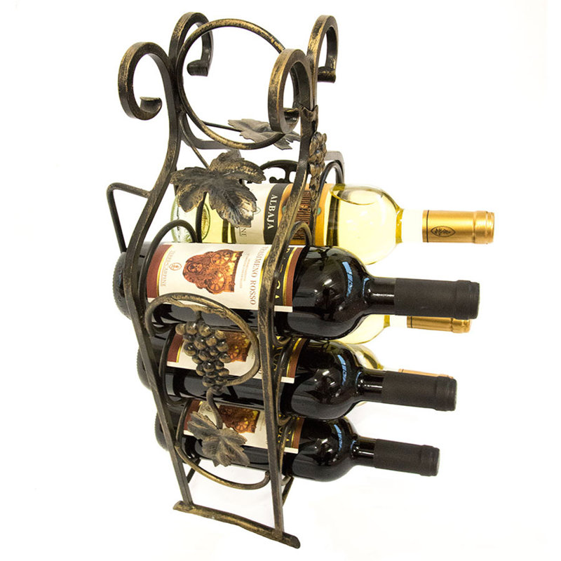 Camelot 6 Bottle Floor Wine Bottle Rack in Gold