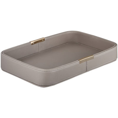 Rectangular, Grey, Large,Luxury Leather Tray - Elegant Entryway Key Organizer, Desktop Jewelry And Fragrance Display, Waterproof Decorative Holder For Home Decor