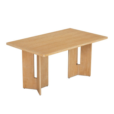 Farmhouse Wood Dining Table, 60" Rectangular Dining Table With Cutout Table Legs For Dining Room, Kitchen And Living Room