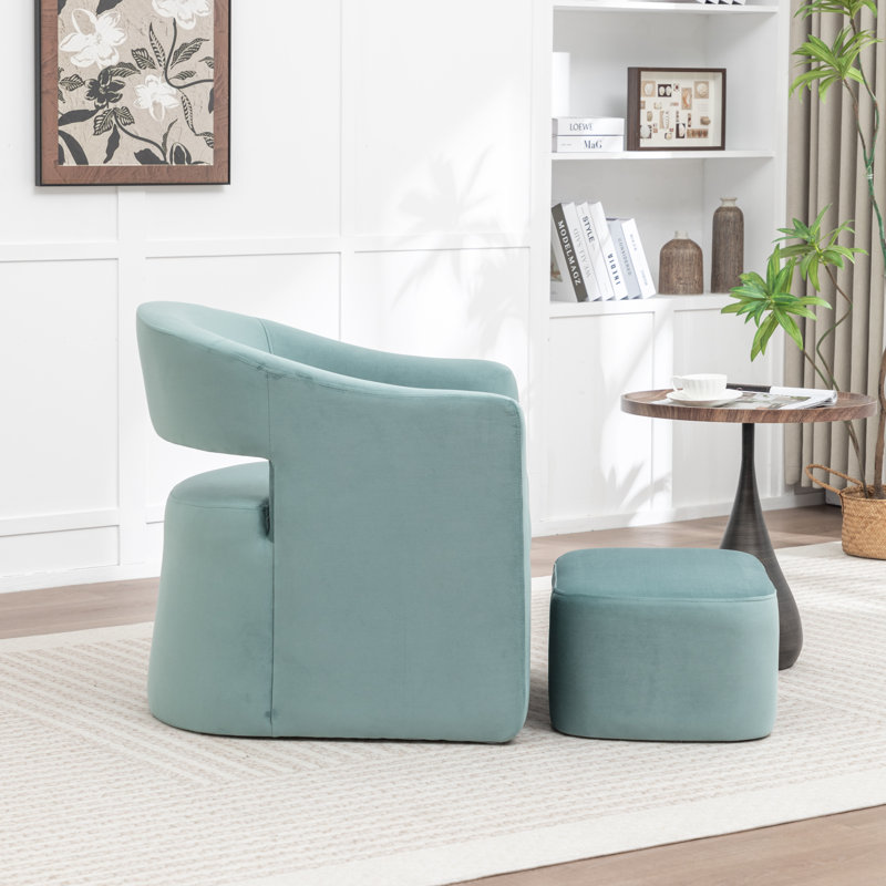 Fauteuil demi-tonneau avec repose-pieds Kyah, Bleu