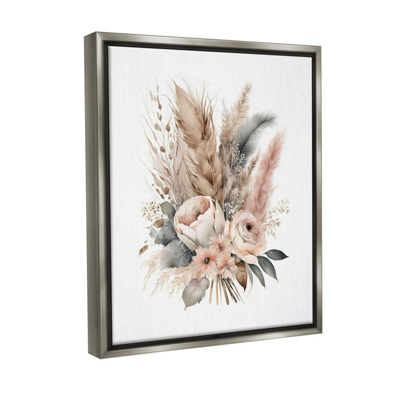 «Boho Feather Bouquet Floater Frame» par LSR Design Studio sur, Cadre flottant noir de jais, H 21 po x l 17 po