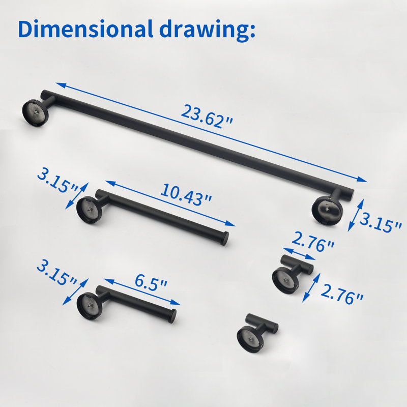 5 - Piece Bathroom Hardware Set, Black