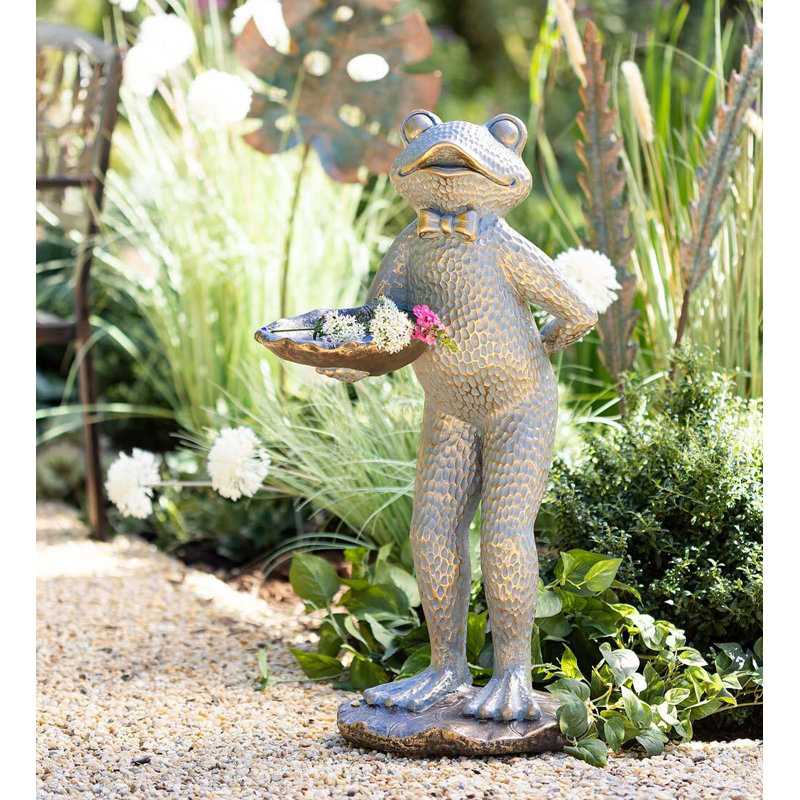 Charmante statue de jardin grenouille majordome