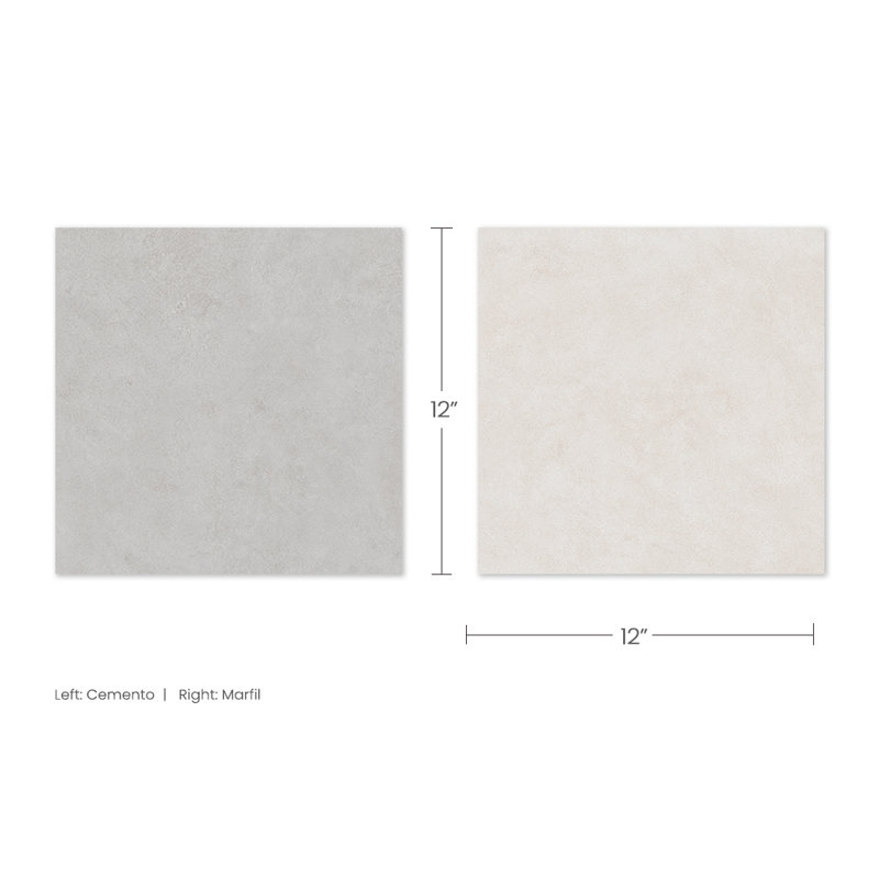 Lithos 12X12 Checkerboard Marfil And Cemento, Marfil/Cemento