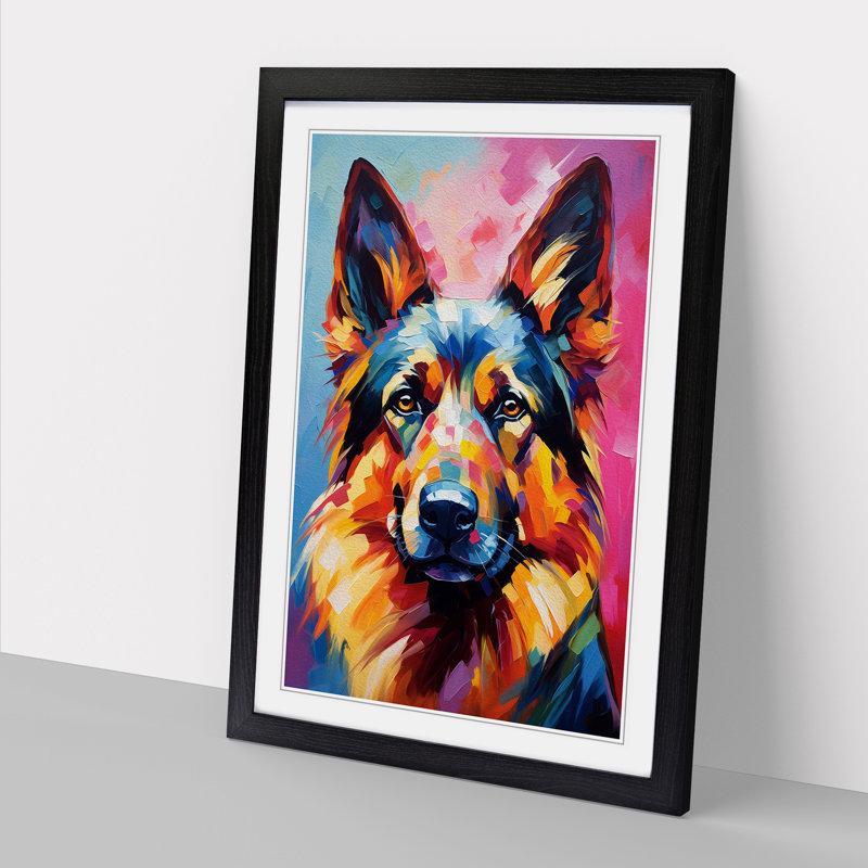 German Shepherd Abstract No.2 - Framed Print, Black Framed, 46cm H x 34cm W