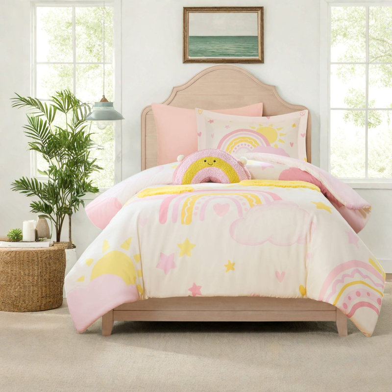 Ensemble de literie rose en arc-en-ciel, ensemble d'édredon simple / simple en microfibre XL